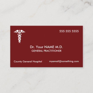 Carte De Visite Docteur Caduceus Red