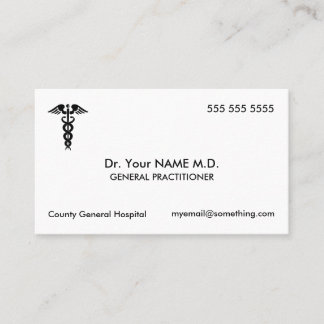 Carte De Visite Docteur Caduceus White