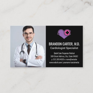 Carte De Visite Docteur en manteau de laboratoire Logo Cardiolog