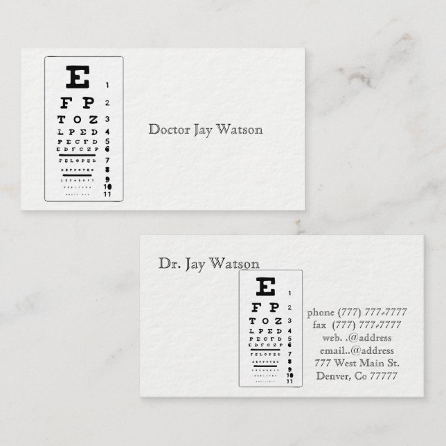 Carte De Visite Docteur Office Eye Care Destiny (Devant / Derrière)