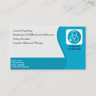 Carte De Visite Docteur psychiatre Logo bleu Grey