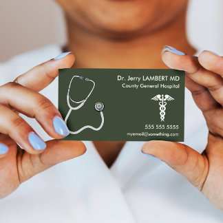 Carte De Visite Docteur Stethoscope Green