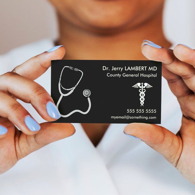 Carte De Visite Docteur Stethoscope Noir (Créateur téléchargé)