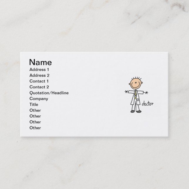 Carte De Visite Docteur Stick Figure (Devant)