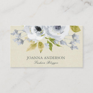 CARTE DE VISITE DOFT AQUA BLUE VERT EAU COULEUR FLORAL