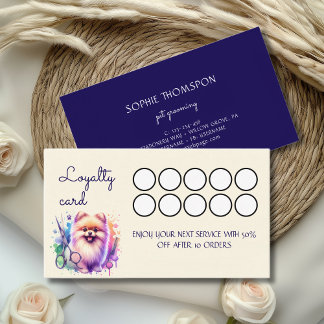 Carte De Visite Dog and pets grooming loyalty card