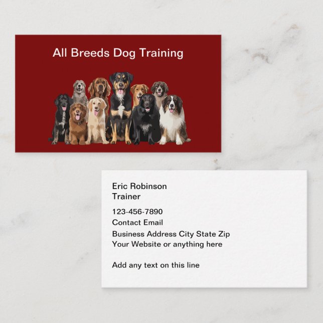 Carte De Visite Dog Breeder Canine Theme Business Cards (Devant / Derrière)