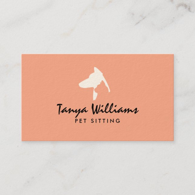 Carte De Visite Dog cat silhouette logo pet sitting  (Devant)