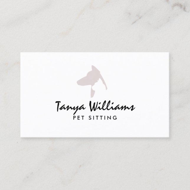 Carte De Visite Dog cat silhouette logo pet sitting  (Devant)