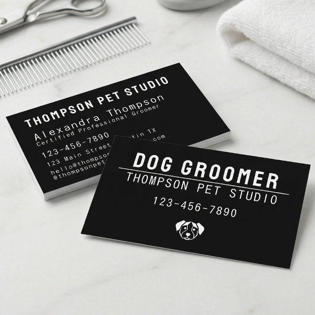 Carte De Visite Dog Groomer Modern Bold Professional Pet Grooming (Créateur téléchargé)