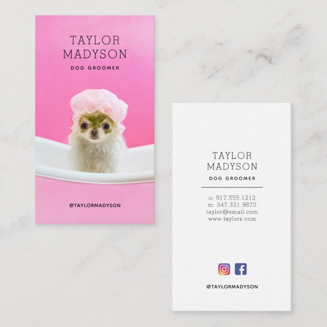 Carte De Visite Dog Groomer Pampered Puppy Business Card (Devant / Derrière)