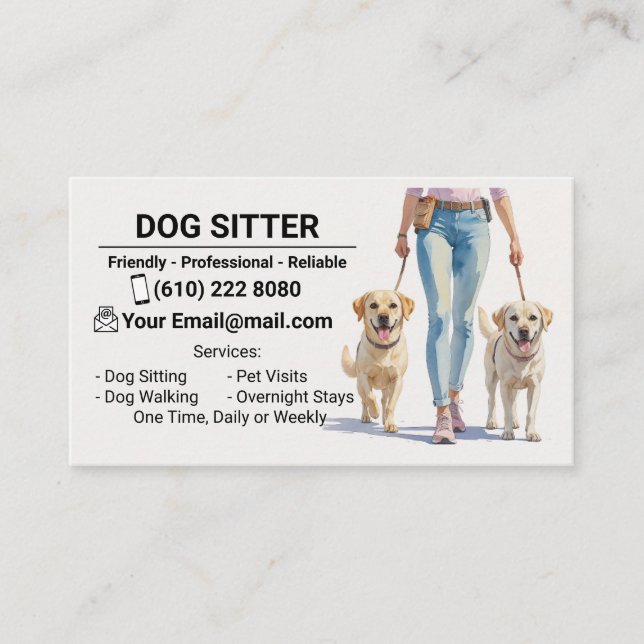 Carte De Visite Dog Sitter Dog Walker Business Card Dog Sitting (Devant)