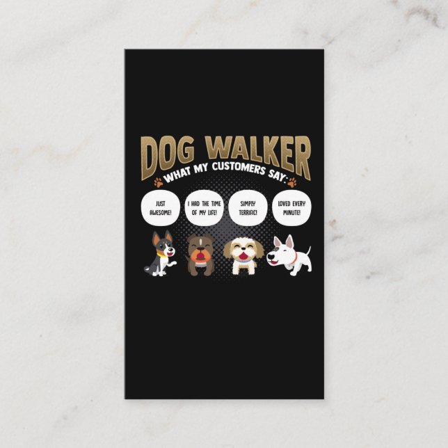 Carte De Visite Dog Walker Funny Dog Walking Pet Sitter Cadeau (Devant)