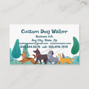 Carte De Visite Dog Walker Walking Services aux animaux de compagn