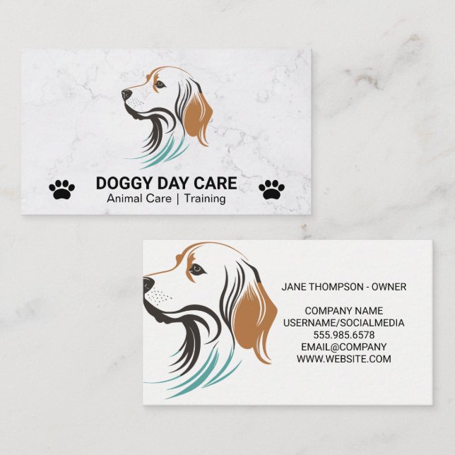 Carte De Visite Doggy Sitter | Services animaux | K9 (Devant / Derrière)