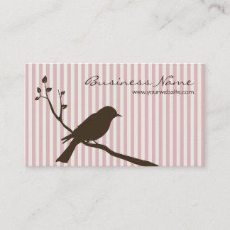 Carte de visite d'oiseau (rayure rose)