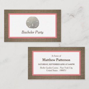 Carte De Visite Dollar de sable et Burlap Bachelor Party Billets I