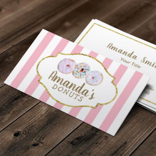 Carte De Visite Donucake Boulangerie pâtisserie Chef Pink Stripes