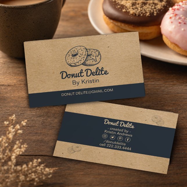Carte de visite donut en papier craft (Elegant donut business card #donuts #craftpaperbusinesscard)
