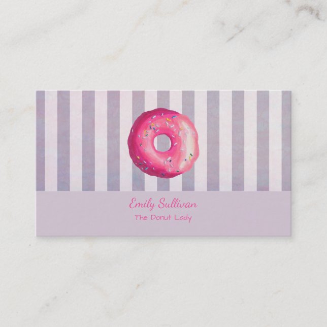 Carte De Visite Donut With Pink Frosting And Sprinkles (Devant)