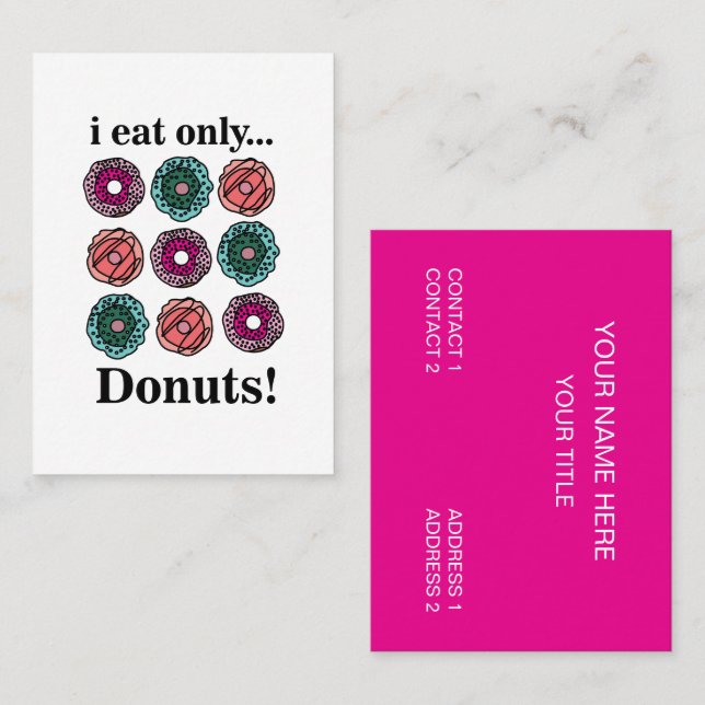 Carte De Visite Donuts Je Ne Mange Que Des Donuts (Devant / Derrière)