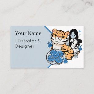 Carte De Visite Donuts Kawaii Tigre et Fantôme Yuki-Onna