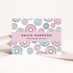 Carte De Visite Donuts Roses, Donuts Bleus, Boutique De Gâteaux, B