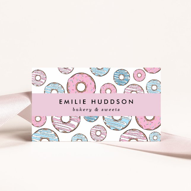 Carte De Visite Donuts Roses, Donuts Bleus, Boutique De Gâteaux, B (Créateur téléchargé)