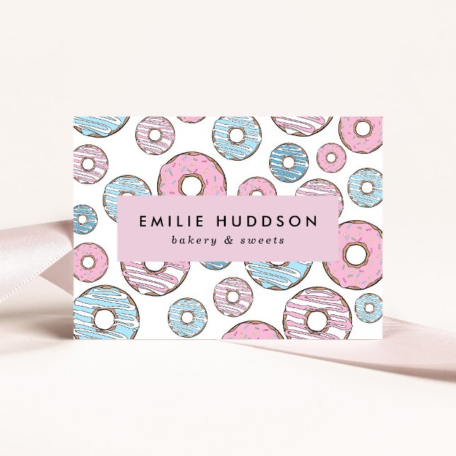 Carte De Visite Donuts Roses, Donuts Bleus, Boutique De Gâteaux, B (Créateur téléchargé)