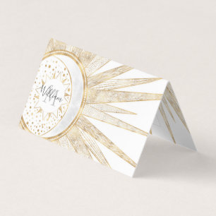 Carte De Visite Doodles d'or élégants Sun Moon Mandala Design