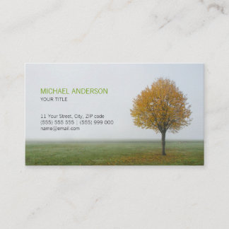 Carte de visite d'or d'arbre d'automne de nature