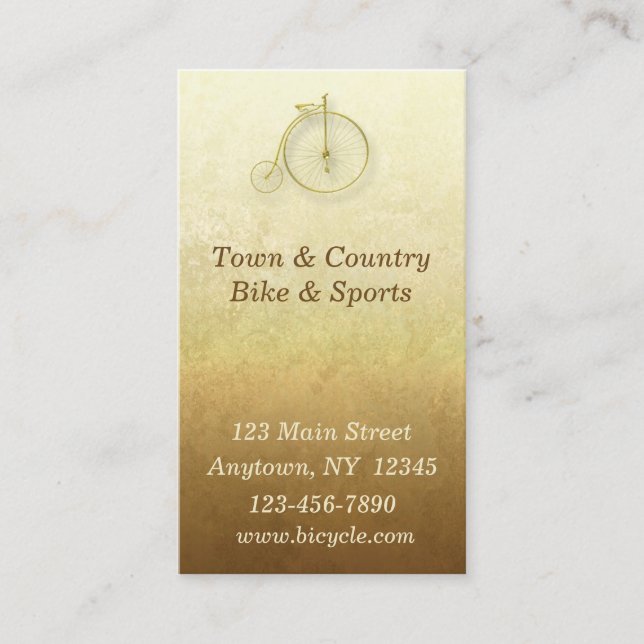 Carte de visite d'or de bicyclette (Devant)