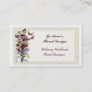 Carte de visite d'or de bouquet floral