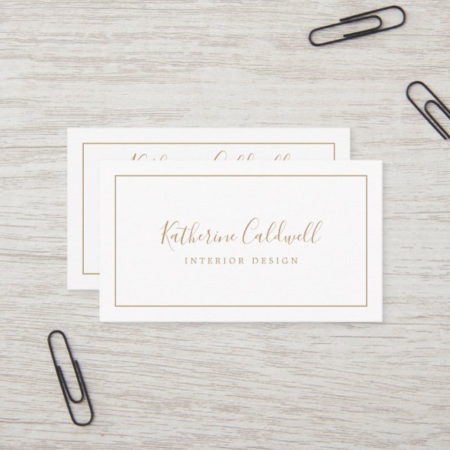 Carte de visite d'or minimaliste (Devant/Arrière en situation)