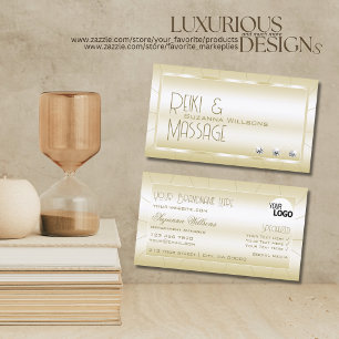 Carte De Visite Doré clair avec diamants et logo Luxe élégant