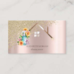 Carte De Visite Doré Diamants Floral Spray Maison de nettoyage de