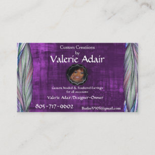 Carte de visite d'oreilles en plume de Valerie