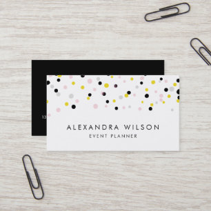 Carte De Visite Dots Confetti Jaune, Rose, Gris et Noir Moderne