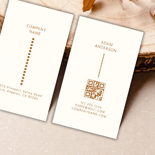 Carte De Visite Dots d'or Minimaliste simple Crème de code Qr