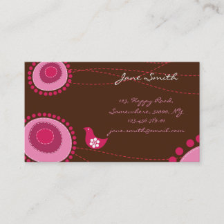 Carte De Visite Dots roses de Whimsical Flowers Oiseaux Chic tenda