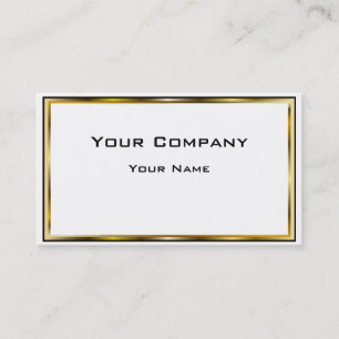 Carte De Visite Double bordure dorée Noir Minimaliste Entreprise