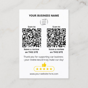 Carte De Visite Double code QR blanc Scanner pour évaluer l'entrep