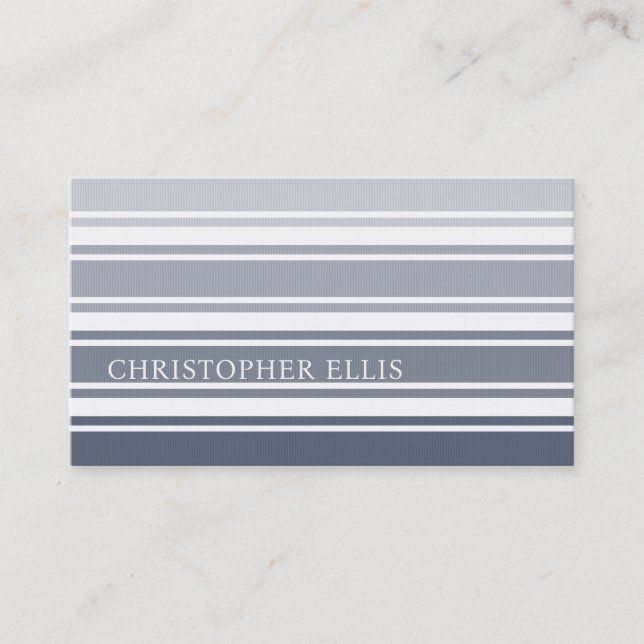 Carte De Visite Double Rayures | Ombre Bleu Ardoise (Devant)