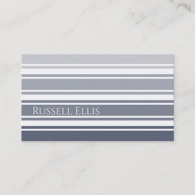 Carte De Visite Double Striped | Slate Blue Ombre (Devant)