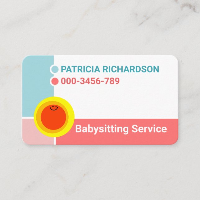Carte De Visite Douces Couches de Baby-sitter Pastel Simple (Devant)