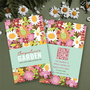 Carte De Visite Douces Fleurs Printanières Fantaisistes Jardin Col