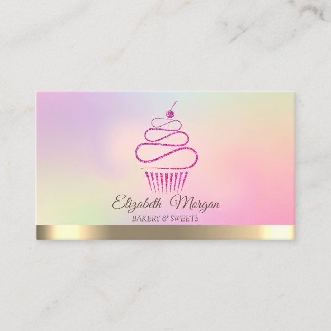 Carte De Visite Douceurs élégantes et professionnelles de cupcakes (Devant)