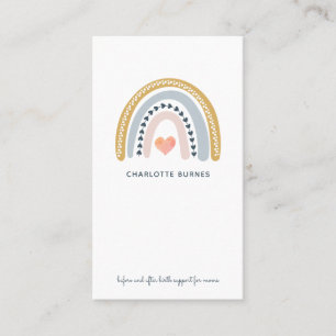 Carte De Visite Doula Birth Coach Aquarelle Arc-en-ciel