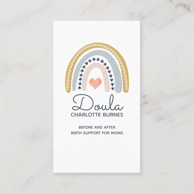 Carte De Visite Doula Birth Coach Aquarelle Arc-en-ciel (Devant)
