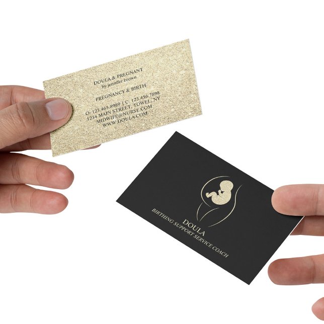 Carte De Visite Doula Grossesse Infirmière sage-femme Entraînement (Doula Pregnancy Nurse Midwife Birth Coach gold Business Card)